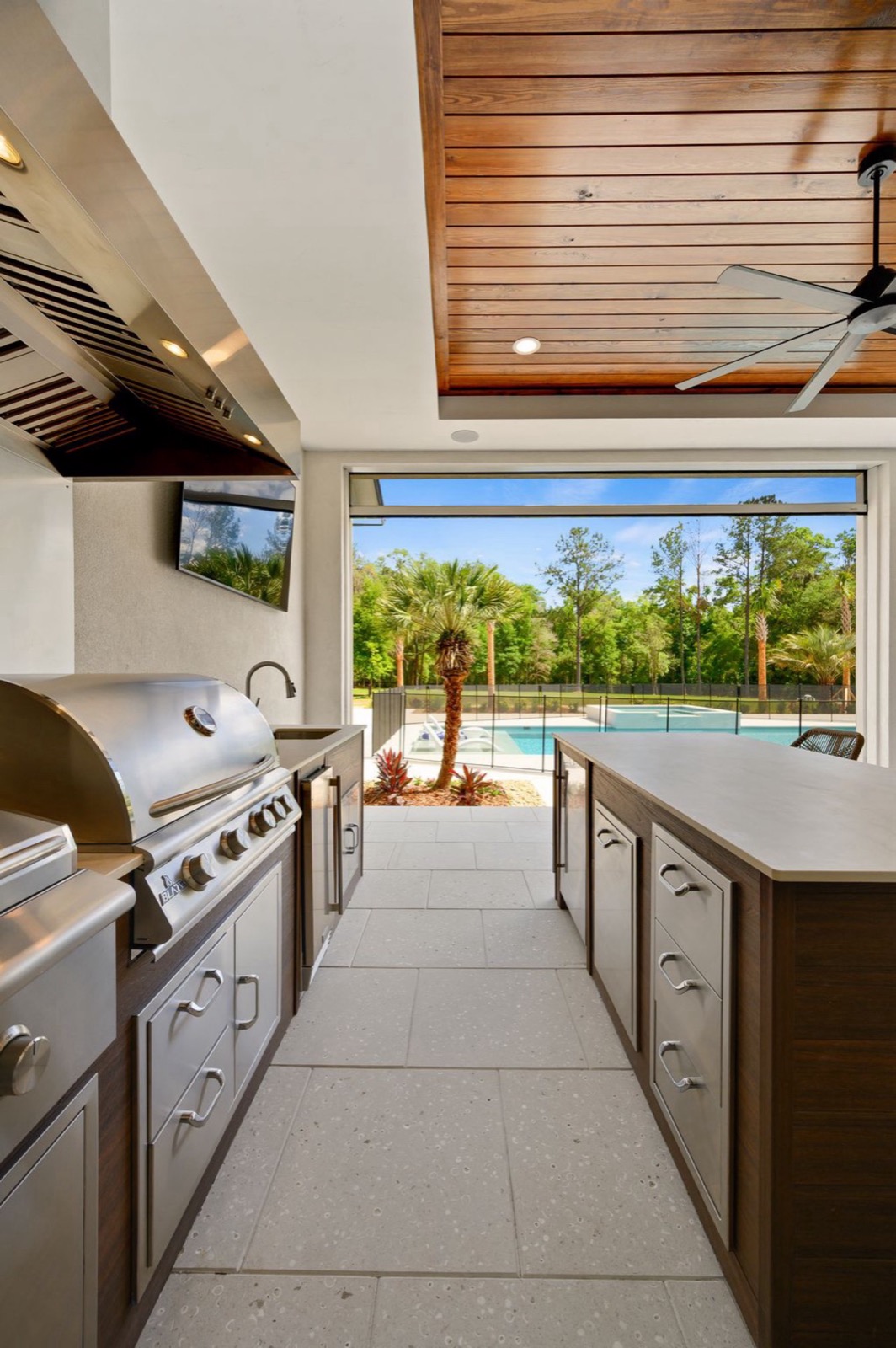 Motorized retractable screens on a Florida porch